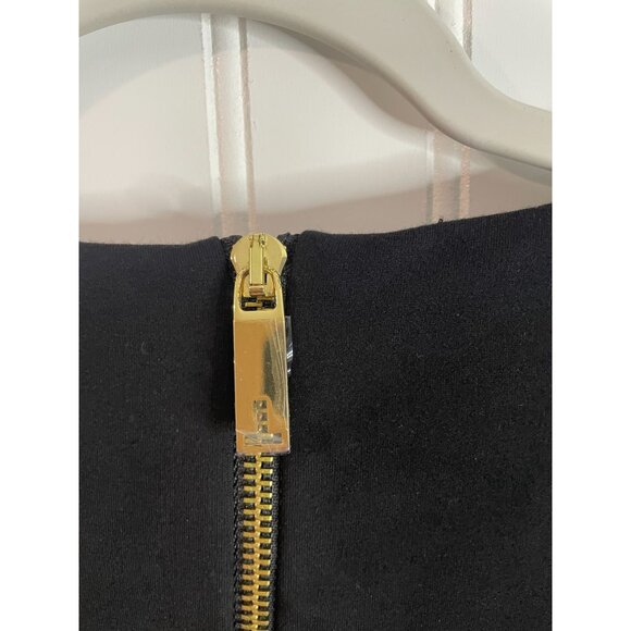 Ted Baker London Black Short Sleeve Crop Top With Bow Details & Gold Zipper - Picture 7 of 14